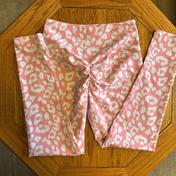 *RYDERWEAR* Pink x White Leopard Print Leggings Size Small - Picture 7 of 9